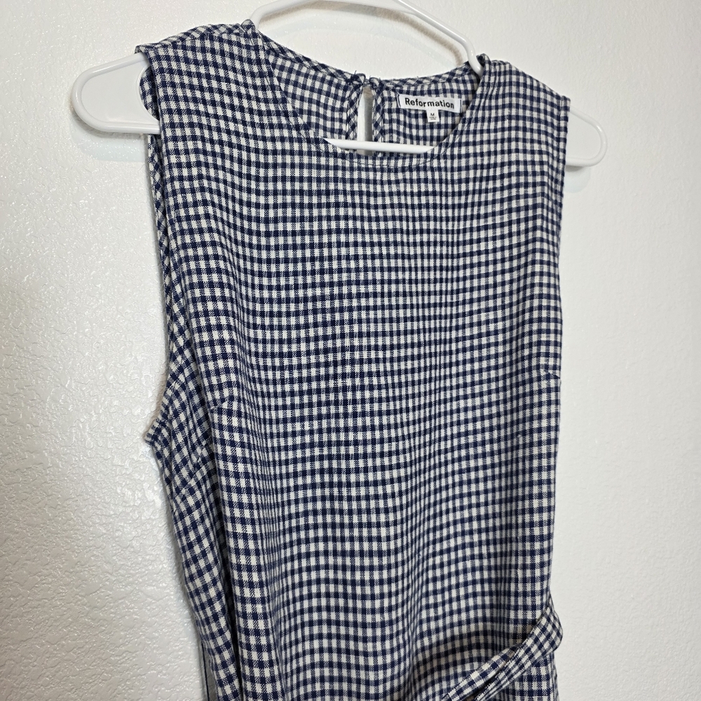 Reformation Sommer Linen Challah Check Dress Size Medium - Picture 5 of 11
